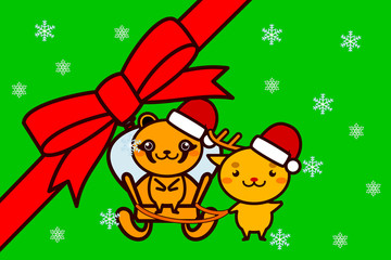 クリスマスフレームの動物シリーズ