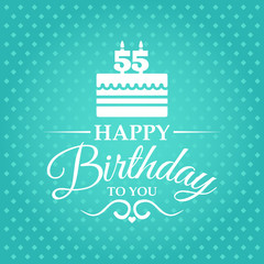 Happy birthday to you. Greeting card with cake and candles for 5