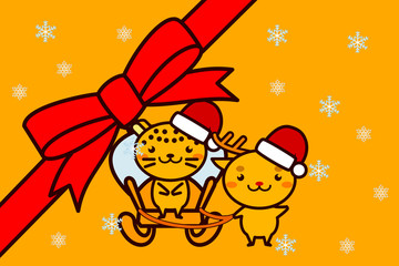 Fototapeta premium クリスマスフレームの動物シリーズ