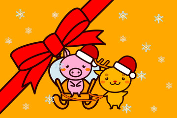 クリスマスフレームの動物シリーズ