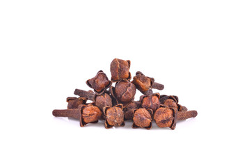 Spice cloves on white background