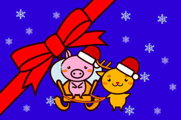 クリスマスフレームの動物シリーズ