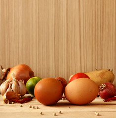 Fresh ingredients for cooking. Vegetable and copy space concept.