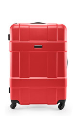 red suitcase plastic