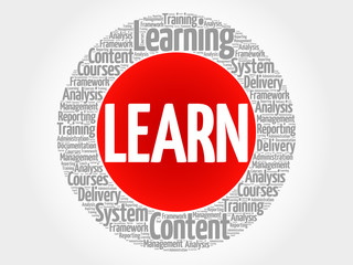 LEARN circle word cloud, business concept