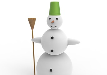 Добрый снеговик на белом фоне