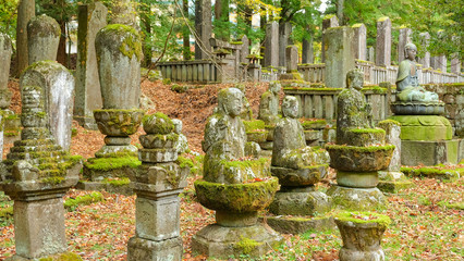 Many old stone image of Buddha in Nikko temple, Japan