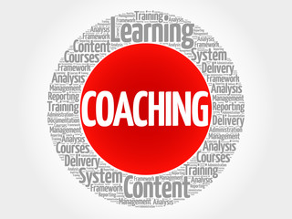 COACHING circle word cloud, business concept