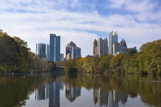 Midtown Atlanta, Georgia Skyline Over Water