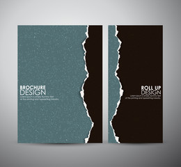Abstract Torn paper brochure business design template or roll up. Vector illustration.