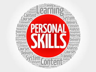 Personal Skills circle word cloud, business concept