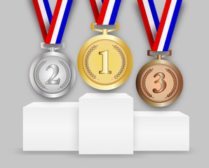 Three medals on podiumn