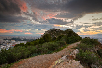 Fototapeta na wymiar View from Lycabettus Hill in Athens, Greece.