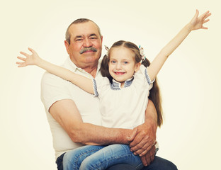 Grandfather and grandchildren portrait studio shoot