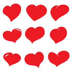 Vector of set red hearts