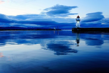 Lighthouse against the sky. Trondheim. Norway.