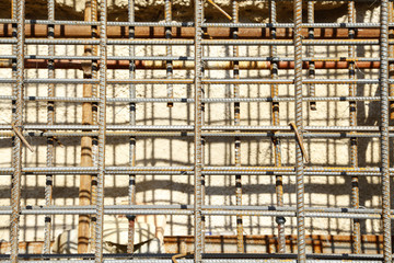 Steel grid on the construction site