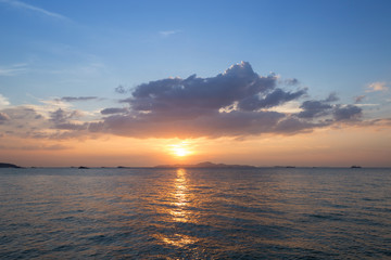 Beautiful sunset, view from Pattaya beach