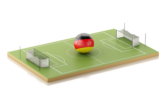 3d Soccer field and Germany ball.