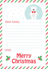 letter to santa with winter bear