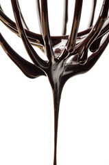 Wire whisk with chocolate sauce,cooking bakery