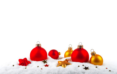 Christmas balls on the snow