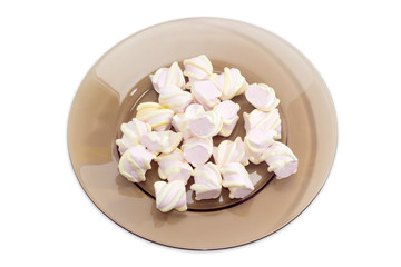 Marshmallow on a glass dish