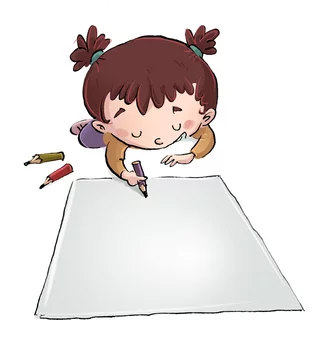 niña escribiendo en un papel Stock Illustration | Adobe Stock