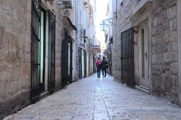 Budva, Montenegro, November, 1: tourists on the streets of the Old Town in Budva, Montenegro