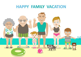vector of happy family during summer vacation