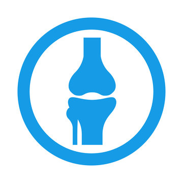 Icono plano redondo hueso azul
