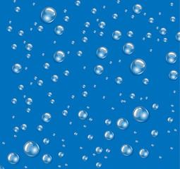 Transparent bubbles on blue background