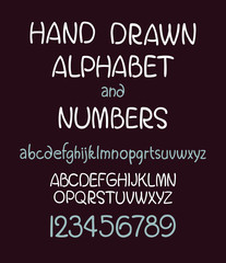 vector set of calligraphic acrylic or ink alphabet. Dark background.