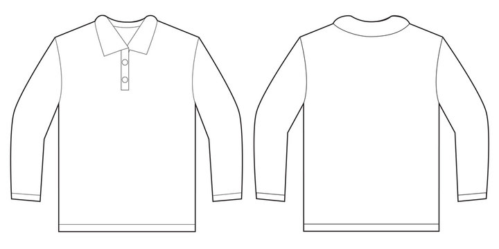 White Long Sleeve Polo Shirt Design Template