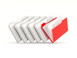 Red folders in a row