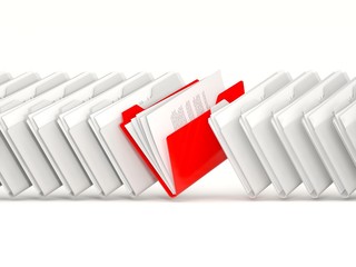 Red folder in a row