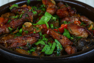 Hot pot with meat and vegetables