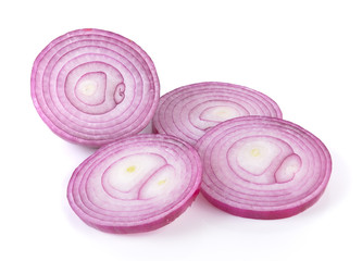 slice onion on white background
