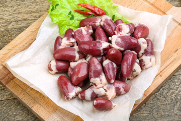 Raw chicken hearts
