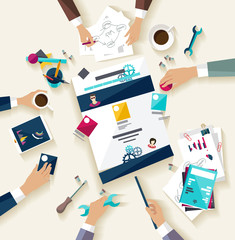 Creating website. Flat design.