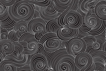 Endless ornamental vector seamless texture with waving curling lines, 