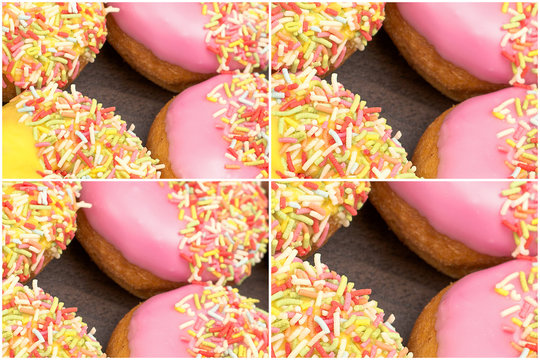 Assorted donuts with a multi panel effect