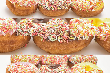 Assorted donuts with a multi panel effect