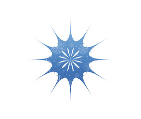 long edges circle christmas icon with snow