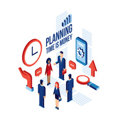 Isometric people Successful business Planning communication technology concept