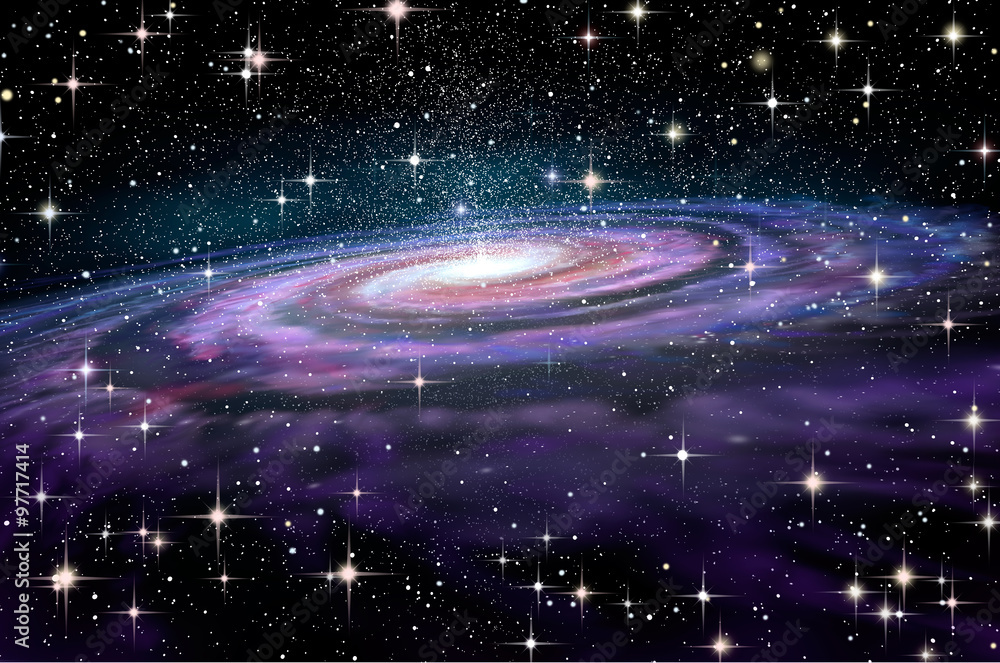 Wall mural spiral galaxy in deep spcae, 3d illustration