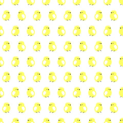 Seamless vector pattern with animals, cute symmetrical background with chiсkens, over light backdrop