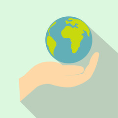 Globe in hand flat icon