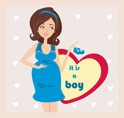 It's A boy! - pregnant woman card