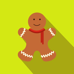 Christmas gingerbread man flat icon
